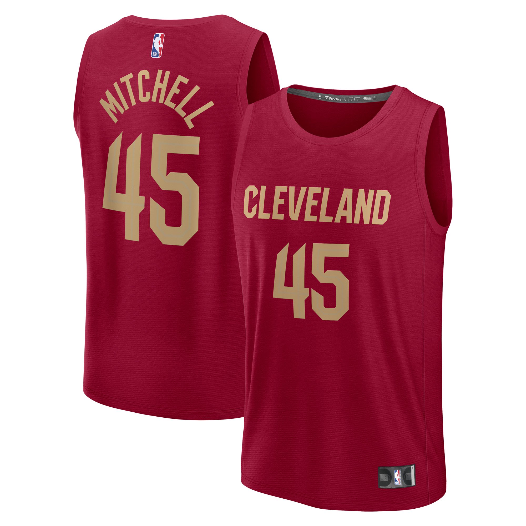Youth Fanatics Donovan Mitchell Wine Cleveland Cavaliers Fast Break Replica Player Jersey - Icon Edition