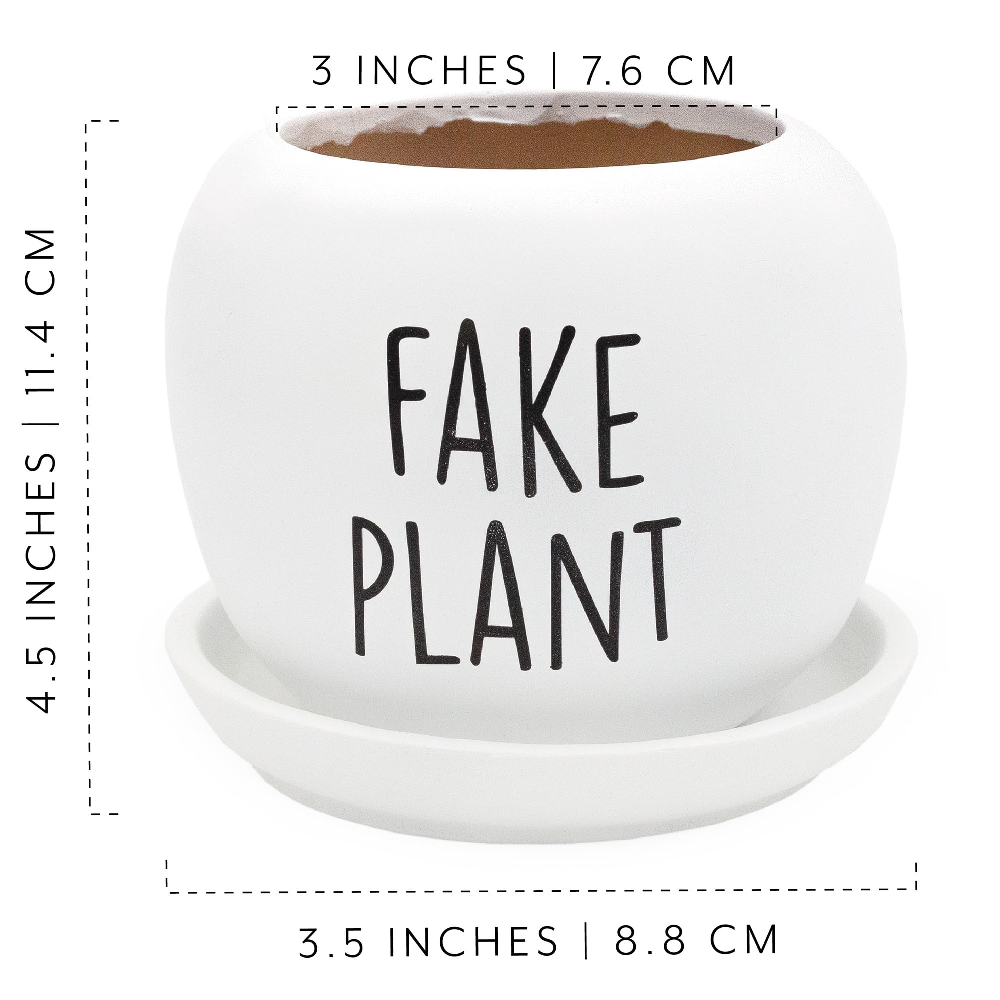 Esterno Fake Plant Planter Pot; Small Resin Decorative Container for Indoor/Outdoor Container Gardening