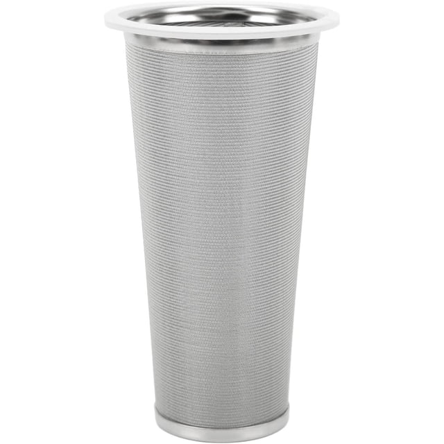 Cold Brew Coffee Filter, 304 Stainless Steel Cold Brew Coffee Filter Cone Mesh with White Rubber Circle Coffee Brew Infuser for Fruit Drink (8 * 15cm)