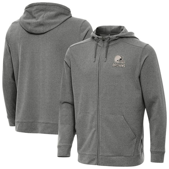 Men's Antigua Heather Black Cleveland Browns Effortless Full-Zip Hoodie Jacket