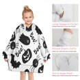 thumbnail image 6 of Halloween Black Ghosts Bats and Pumpkins Blanket Hoodies for Kids 6-13YR Oversize Wearable Blanket Hoodies for Boys Girls Teens, 6 of 7