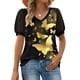 thumbnail image 1 of Fiudx Ofertas Flash Del Día Moda Mujer Manga Corta Estampado Floral Cuello En V Tops Encaje Patchwork Camiseta Blusa, 1 of 7