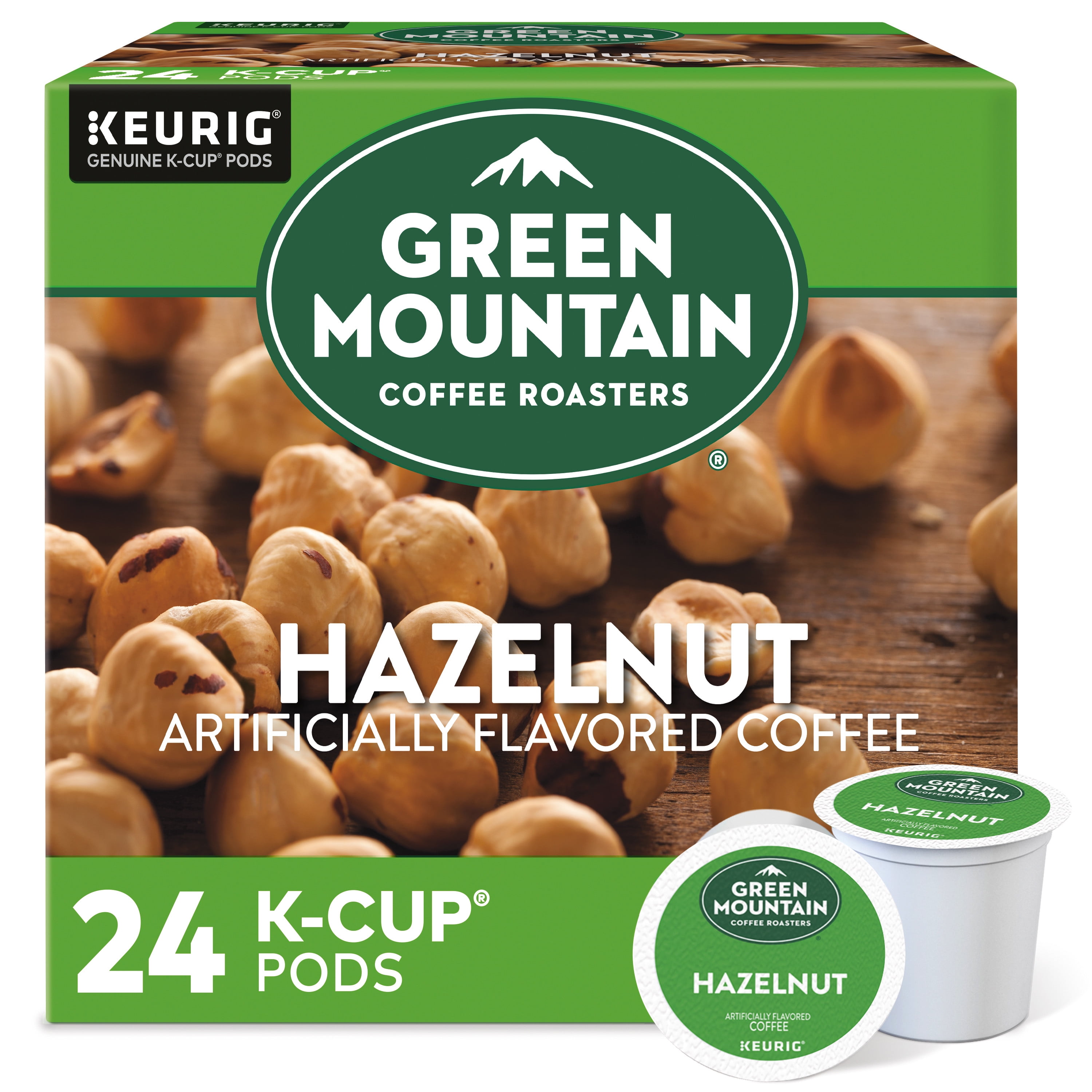 Green Mountain Coffee Hazelnut Flavored K-Cup Pods, Light Roast, 24 Count for Keurig Brewers