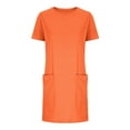 thumbnail image 3 of Womens Short Sleeve Mini T-Shirt Dress Workout Sport Tennis Athletic Dress With 2 Pockets, 3 of 4
