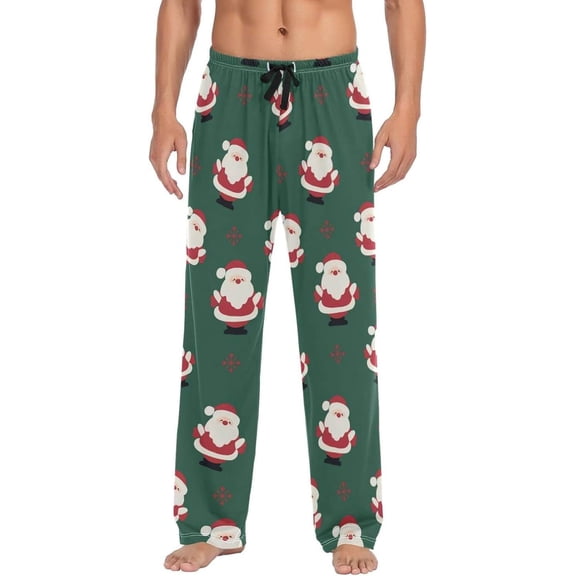 GZHJMY Christmas Santa Pajama Pants for Men, Lounge Pants Lightweight Men Pajama Bottoms with Drawstring Pockets, Christmas New Year Birthday Gifts, Large