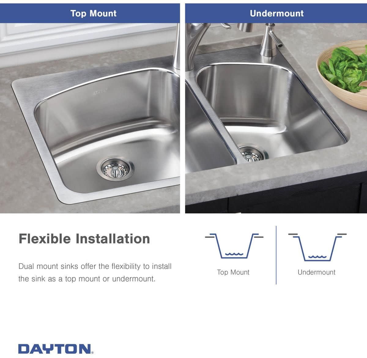 Elkay DSESR12722MR2 Dayton Elite Universal Mount 27 in. x 22 in. Single Basin Kitchen Sink (Steel)