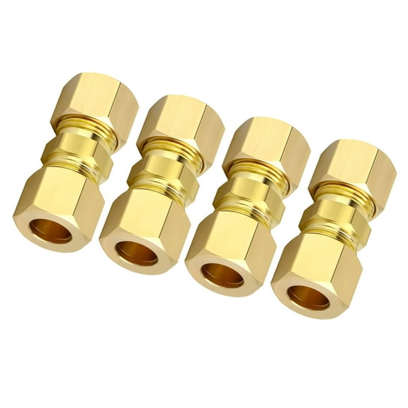 4Pieces Brass Compression Fittings 1/4inch Tube Connector Suitable for Household Water Supply Lines in Refrigerators