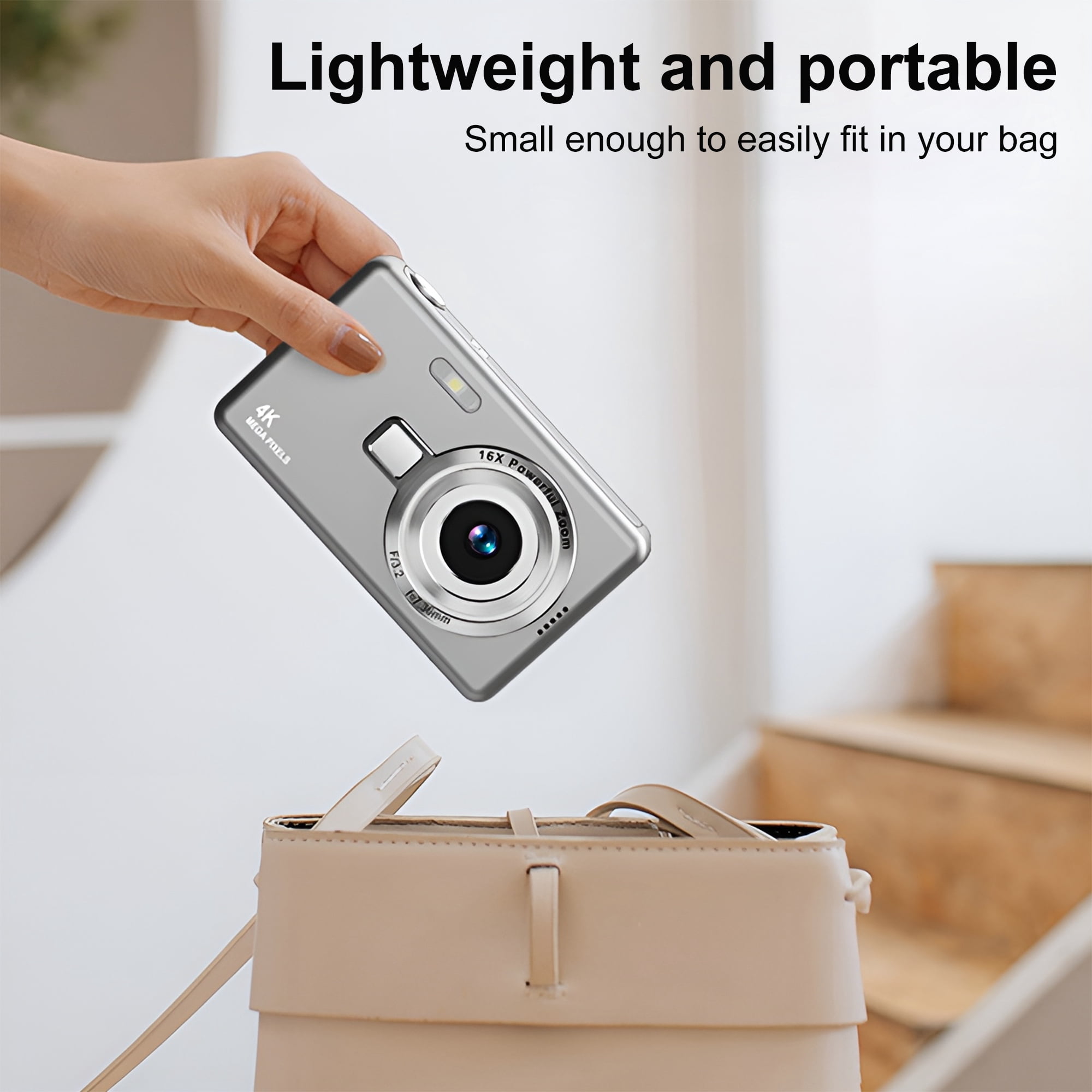 INSMART 4K Digital Camera, Camera for Photography with 64GB SD Card, 16X Zoom, Anti-Shake, Shoot Digital Cameras for Kids Teens Adult Beginner