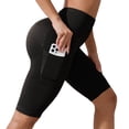 thumbnail image 4 of adviicd Women's High Waisted Yoga Capris with Pockets, Tummy Control Non See Through Workout Athletic Running Capri Leggings Biker Shorts (Black, S), 4 of 6