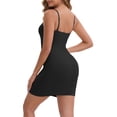 thumbnail image 3 of INSPIRE CHIC Women's Spaghetti Straps Tummy Control Butt-Lifting Shaper Petticoat U-Neck Slim Fit Full Slip S Black, 3 of 5