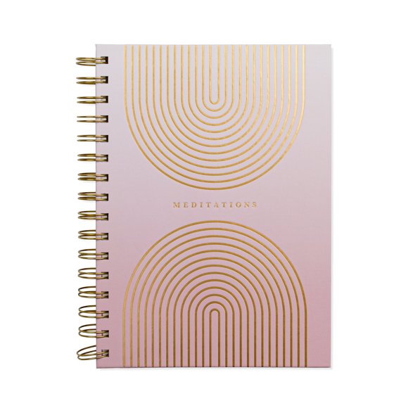 Journal de méditation Think Ink Twin Wire, rose avec estampage doré - 15,2 x 21 cm, 192 pages lignées