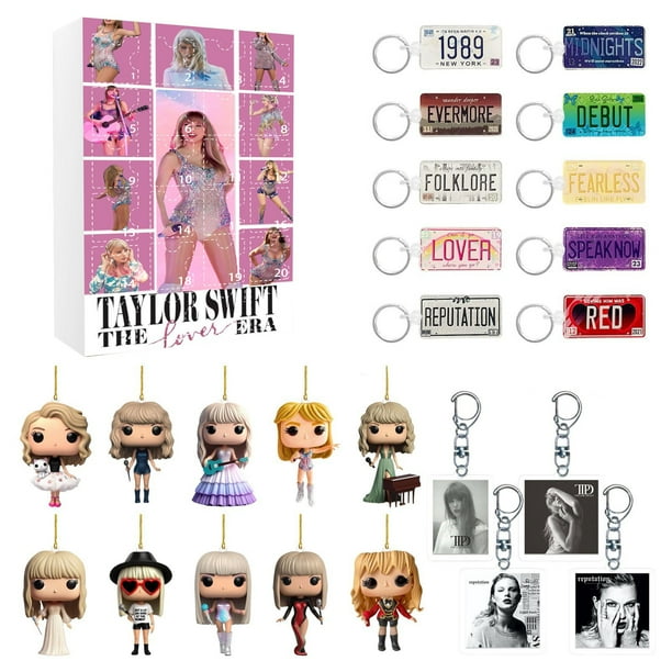 Calendario de Adviento de Navidad de Taylor Contiene 24 decoraciones acrílicas navideñas Calendario de llegada Calendario de cuenta regresiva de Navidad con colgantes sorpresa Objetos de colección na