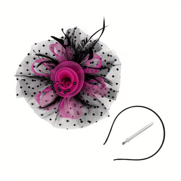 Elegant Tea Party Fascinator Hat for Women - Feather Mesh Net Veil with Feather Trim - Perfect for Weddings, Halloween Parties, and Special Occasions