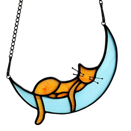 

Limei Window Hanging Decor Decorative Elegant Convenient Wall Hanging Orange Cat Decor Pendant Cat Lovers Gift
