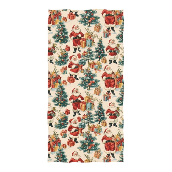 Oversized Beach Towel Extra Large Absorbent Microfiber Bath Towels Soft Quick Drying Santa Claus Gift Tree 74"x37"