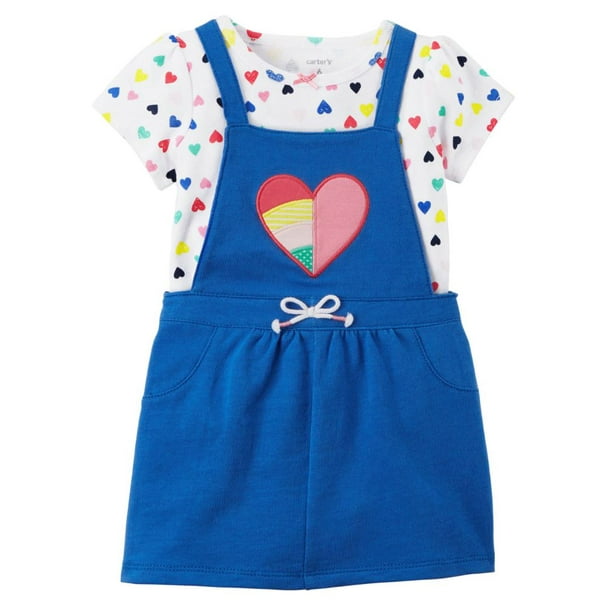 Carter's Carters Infant Girls Baby Outfit Blue Heart Coverall Jumper