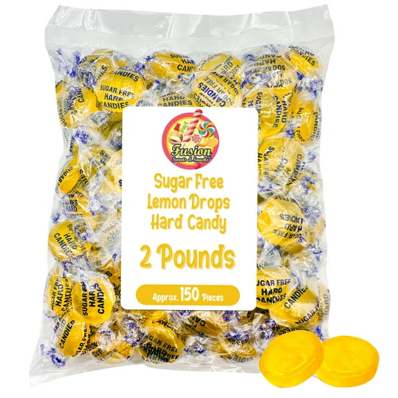 Sugar Free Lemon Drops - Arcor 2lb Bulk Bag of Sugar Free Hard Candy - Delicious Sugar Free Lemon Drops Hard Candy Individually Wrapped for Freshness - Keto and Diabetic Friendly