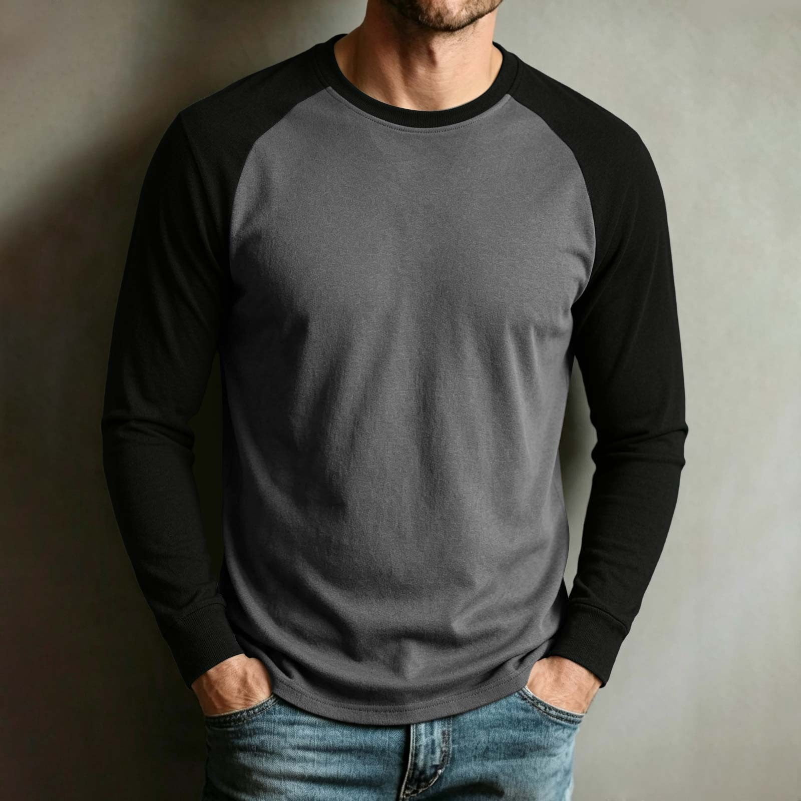 Ceisia Men Raglan Long Sleeve Baseball T Shirt Regular Fit Soft Thermal Fleece Lined Base Layer Top For Autumn Winter Daily Wear Gift
