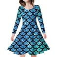thumbnail image 1 of MIASHUI Robe Sirène Filles Enfants Manches Longues Robes de Vacances Étincelantes, Bleu Ciel, 4-5 Ans, 1 of 5