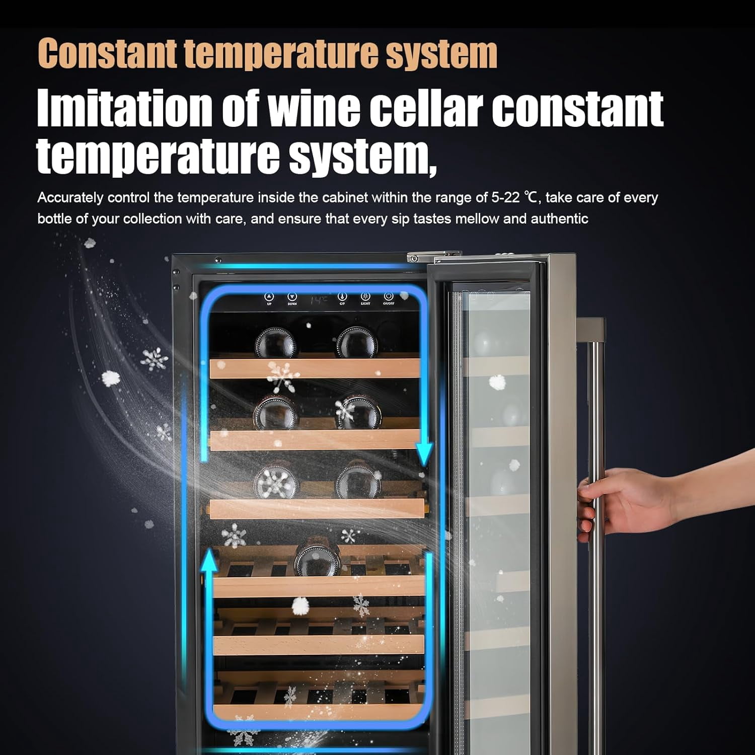 INDEEDING 33 Bottles Wine Cooler Refrigerator, 15 Inch Under Counter & Freestanding Wine Fridge, 41-64.4°F Fast Cooling Low Noise for Home/Bar/Kitchen