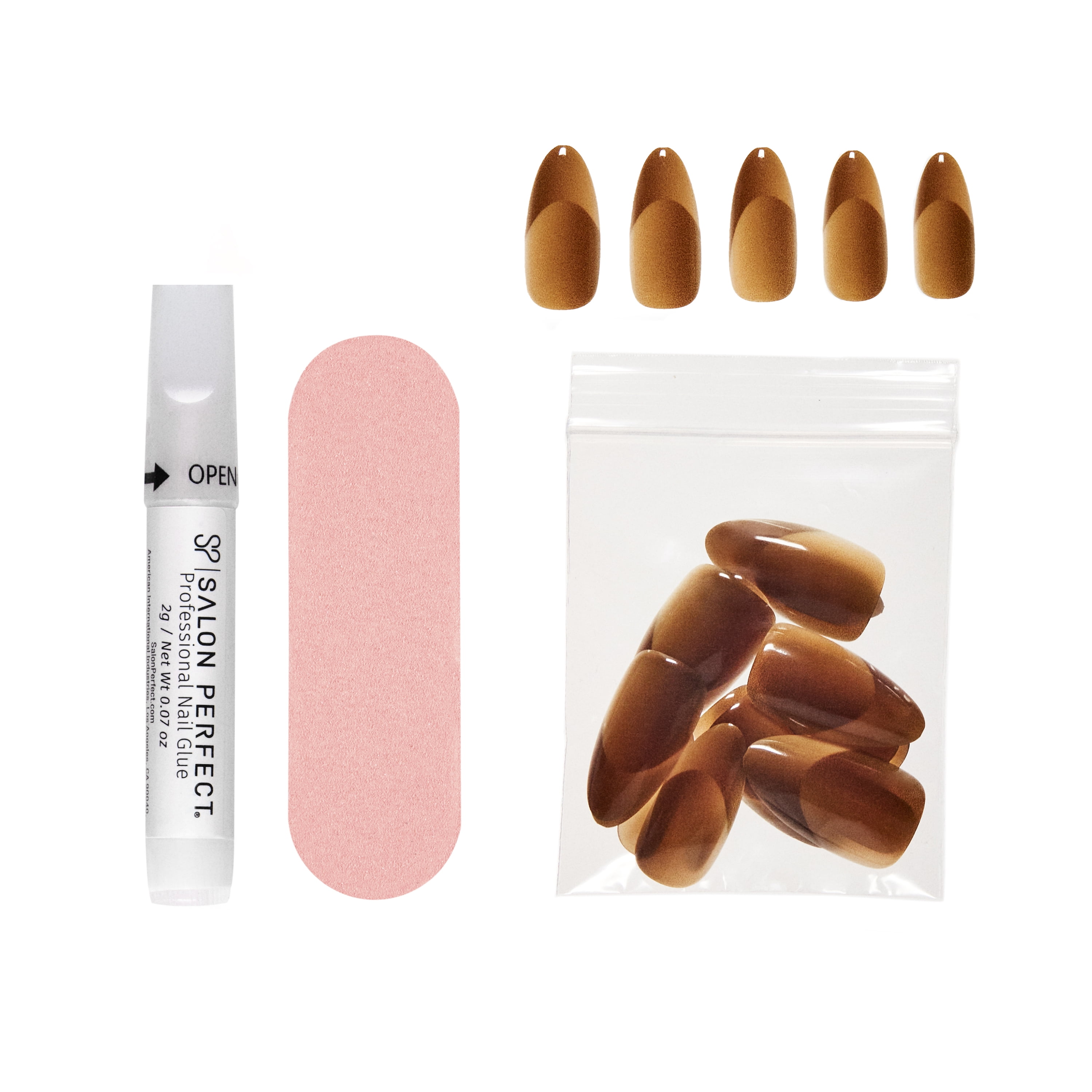 Salon Perfect Falloween Press On Nails, 323 Nude Illusion, File & Glue Included, 30 Nails