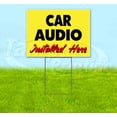 thumbnail image 1 of Car Alarms Installed Here Yellow Cursive (18" x 24") Yard Sign, Includes Metal Step Stake, 1 of 6