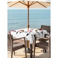 thumbnail image 3 of Outdoor Tablecloths with Umbrella Hole & Zipper, Red Flowers 54x54 Inch Square Tablecloths, Modern Minimalism Spring Botanical Floral Waterproof Table Cloth, Patio/Pool/Picnic Table Covers, 3 of 8
