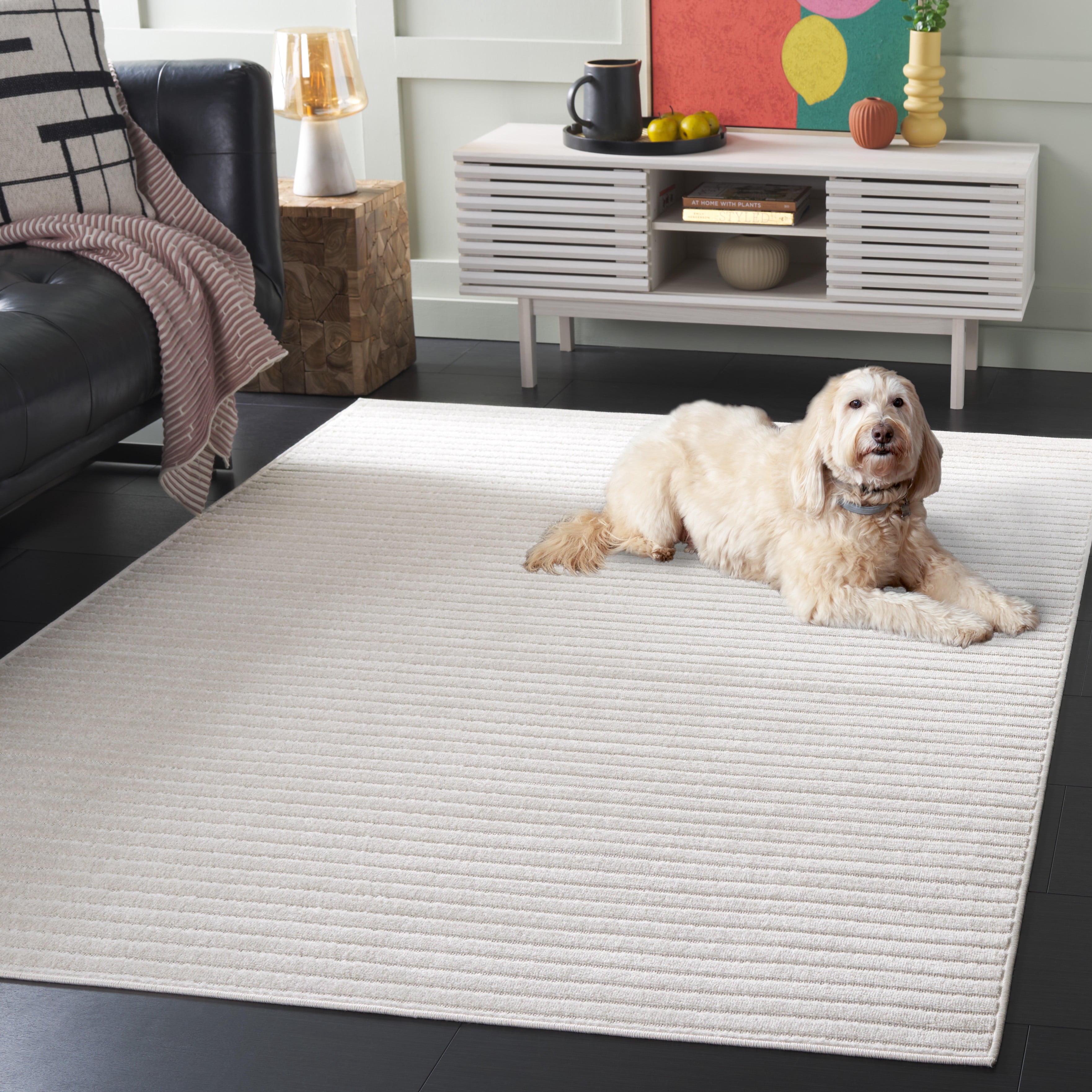 SAFAVIEH Stella Bernadine Striped Indoor/Outdoor Area Rug, Ivory, 8'2" x 10'