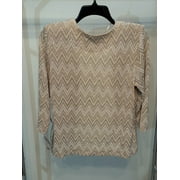 Alex Evenings Geometric-Print Jacket and Top - Cream/Taupe - M