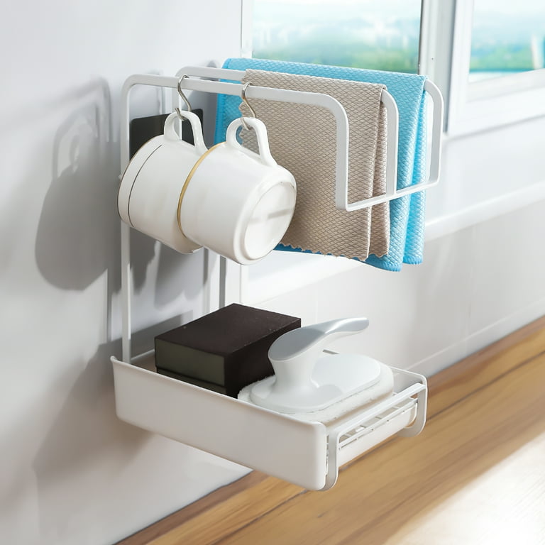 1pc Kitchen Sink Hanging Organizer Rack For Dish Cloth, Soap Dispenser,  Scrubber, And More