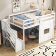thumbnail image 3 of Twin Size Loft Bed with Storage Staircase and Window, With LED Light, White, 3 of 6