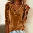 thumbnail image 2 of Ltctricy Velvet Tops for Women Long Sleeve Cowl Neck Velour T-Shirts Loose Tunic Tops Dressy Casual Tee Blouses, 2 of 7