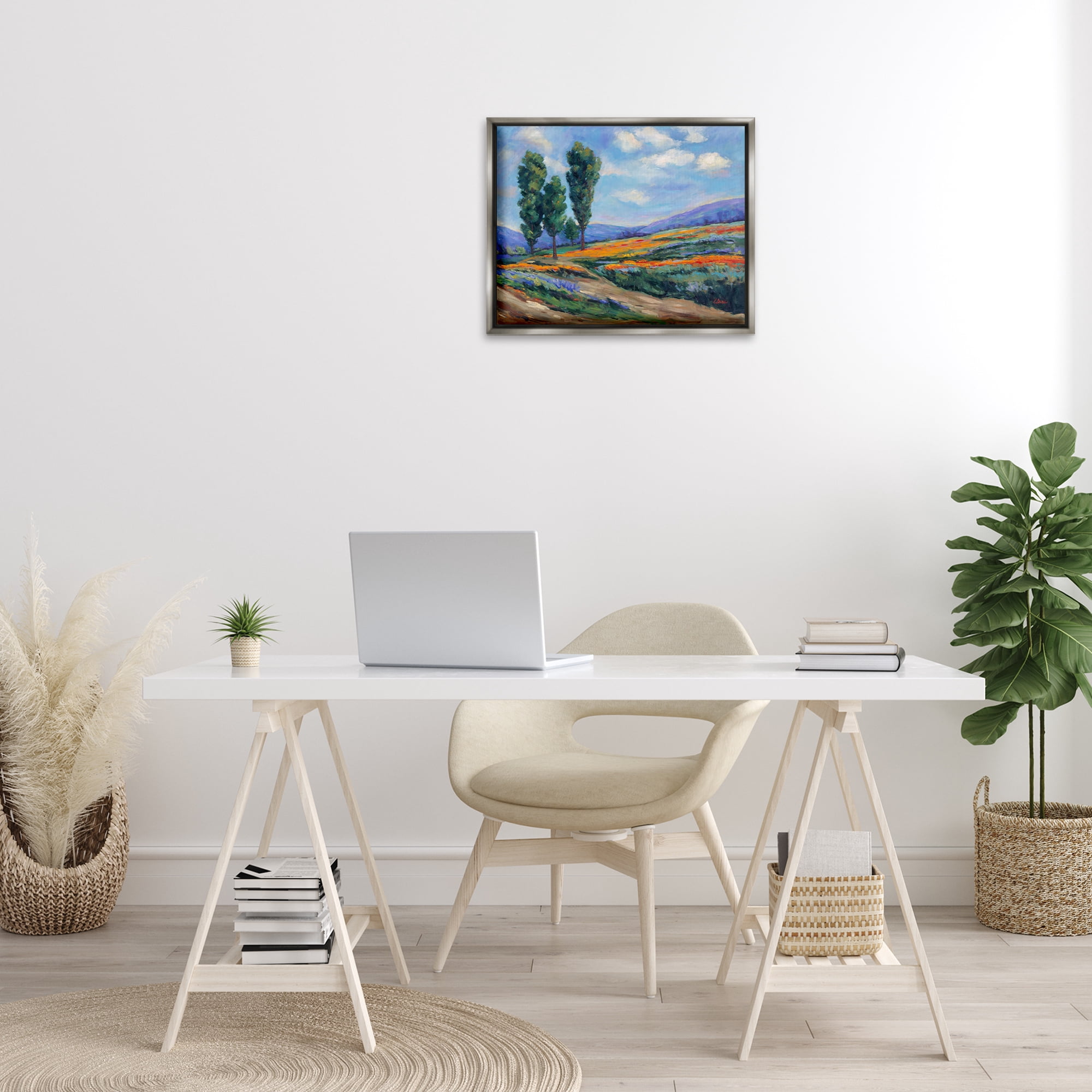 Stupell Industries Rolling Hills Traditional Landscape Landscape & Nature Painting Gray Floater Framed Canvas Art Print Wall Art, 21 x 17