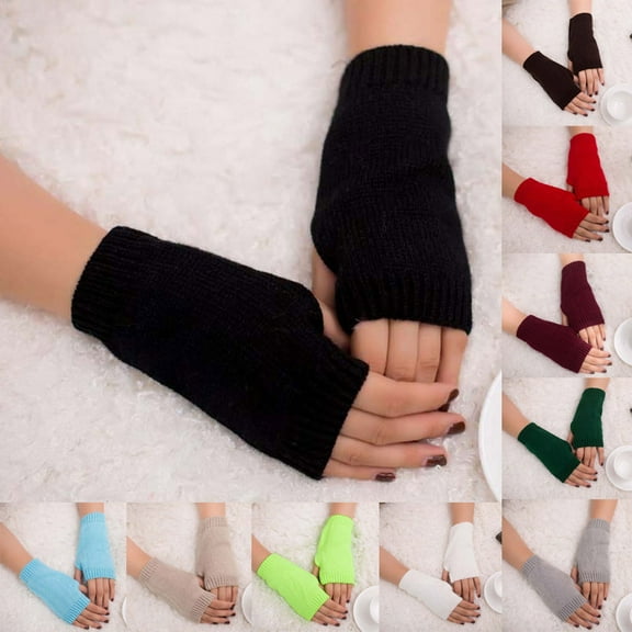 Utoimkio Knitted Arm Warmers Gloves Winter Long Fingerless Gloves Thumb Hole Gloves Mittens for Women