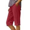 Atogsazn Womens Summer Linen Capris Casual Cotton Elastic Waisted Cropped Pant Athletic Trouser with Pocket Red XL Fashion