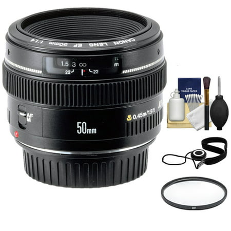 Canon EF 50mm f/1.4 USM Lens + UV Filter + Accessory Kit for Canon EOS 60D, 7D, 5D Mark II III, Rebel T3, T3i, T4i Digital SLR