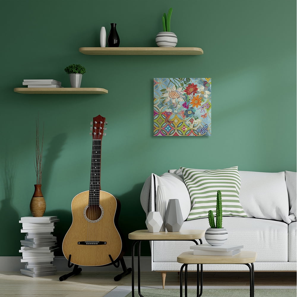 Stupell Industries Circular Arabesque Pattern Abstract Floral Hummingbird Canvas Wall Art by Sangita Bachelet