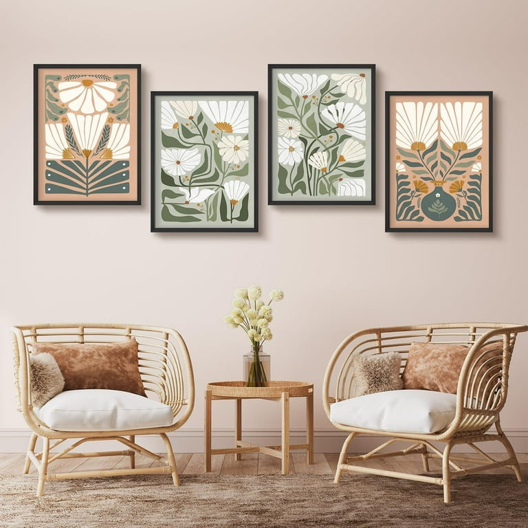 PixonSign Framed Wall Art Minimalist Floral Design Scandinavian