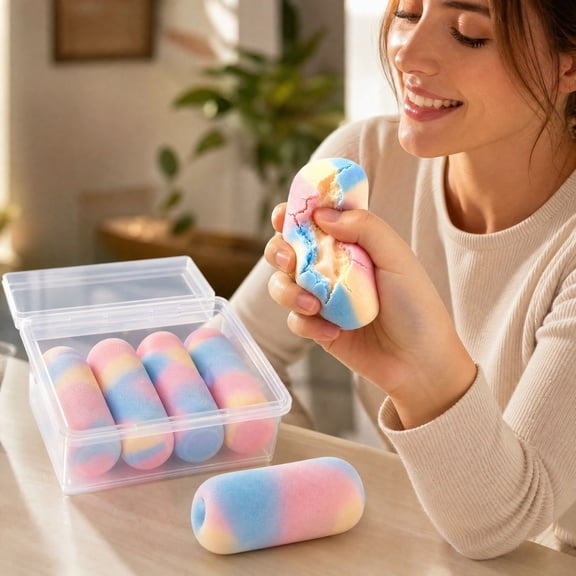Crunchy Rainbow Candy Squishy Stress Ball, Soft Crunchy Squishy Fidget Toy, Portable Calming Squeeze Toy for Party Favors and Holiday Gifts