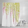 thumbnail image 4 of Spring Leaves Shower Curtain Set, Waterproof Shower Curtains for Bathroom, Green Pink Pastoral Botanical Branches Washable Fabric Cloth Bath Curtain for Bathtub Decoration with Hooks 66x72 Inches, 4 of 9