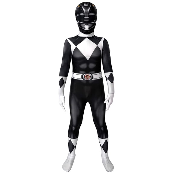 Guvpev Ranger Black Costume, Halloween Cosplay Dress Up Outfit, 3D Spandex Superhero Bodysuit Jumpsuit for Halloween Party Cosplay & Fancy Dress Up