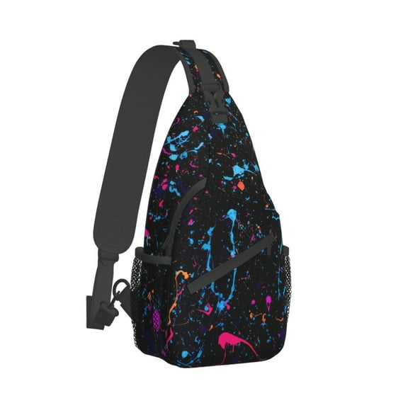 Splatter Neon Crossbody Chest Bags Pockets Travel Pack Messenger Sports Teens Shoulder Bag Unisex