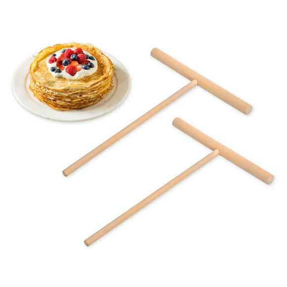 DS. ESTILO DISTINTIVO - Esparcidor de crepes (2 piezas, 6,1 x 4,7 pulgadas, madera natural, herramienta en forma de T para crepes de madera