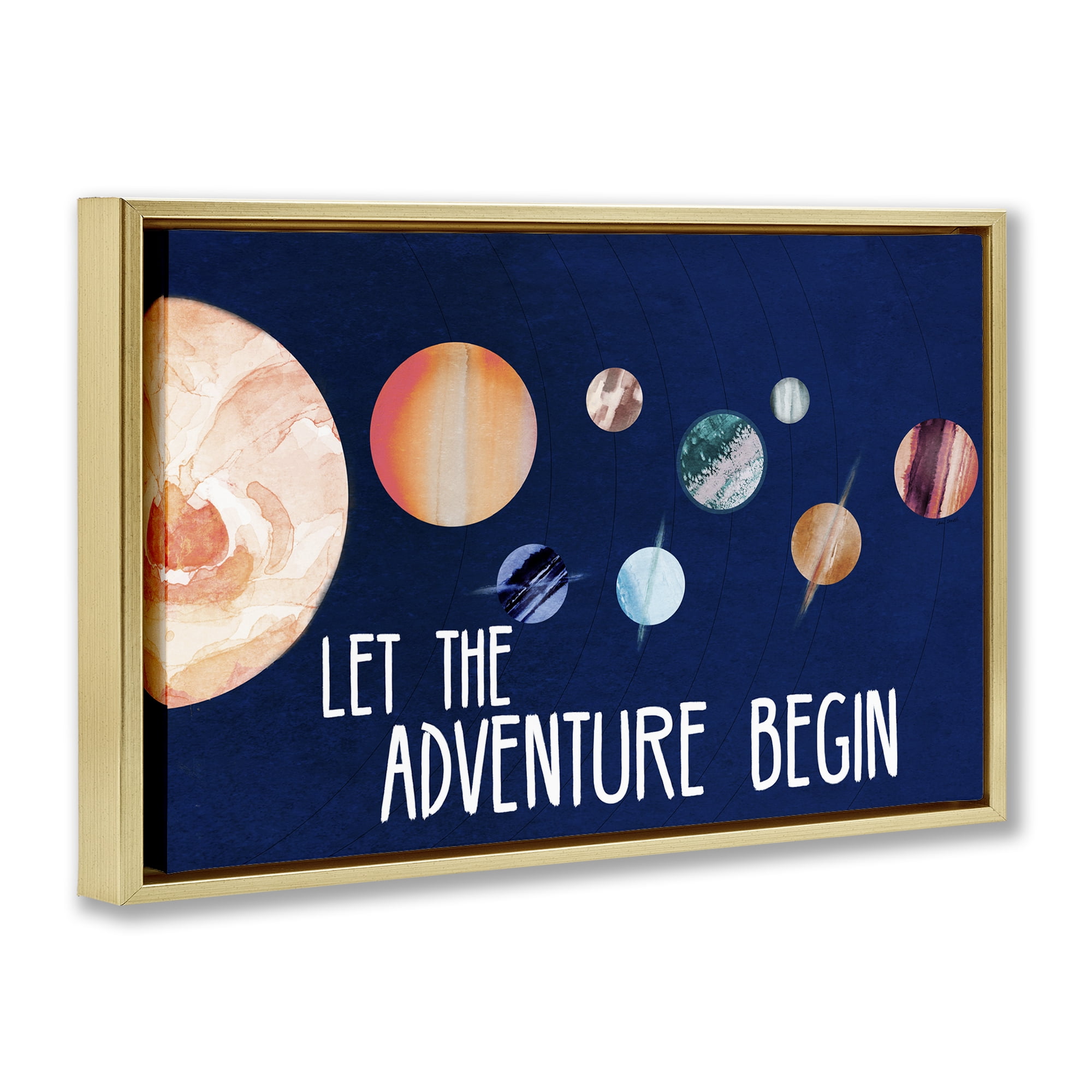 Stupell Industries Let Adventure Begin Astrology & Stars Painting Gold Floater Framed Canvas Art Print Wall Art, 25 x 17