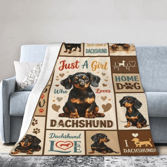 Dachshund Dog Blanket Gift Throw Blanket Cute Puppy Vintage Pet Gift for Women Dog Lovers Decor 50x40