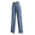 thumbnail image 2 of Women's Winter Casual Straight Pants with Plus Fleece - Jeans Style Warm Pants for Outdoor Activities and Seasonal Wear,Blue,S, 2 of 6