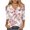 Pink-a, variant on Vivianyo HD Women's Printed Cold Shoulder V Neck Tops, Straight Cut Three Quarter Sleeve Blouse, Spring Fall Casual Top for Daily Errands and Weekend Gathering, Sizes S-2XL