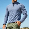 thumbnail image 5 of Jessboyy Sun Shirts for Men Long Sleeve UV Protection Clothing Moisture Wicking Quarter Zip Pullover Summer Athletic Rash Guards Sunscreen Tops Blue,XXL, 5 of 7