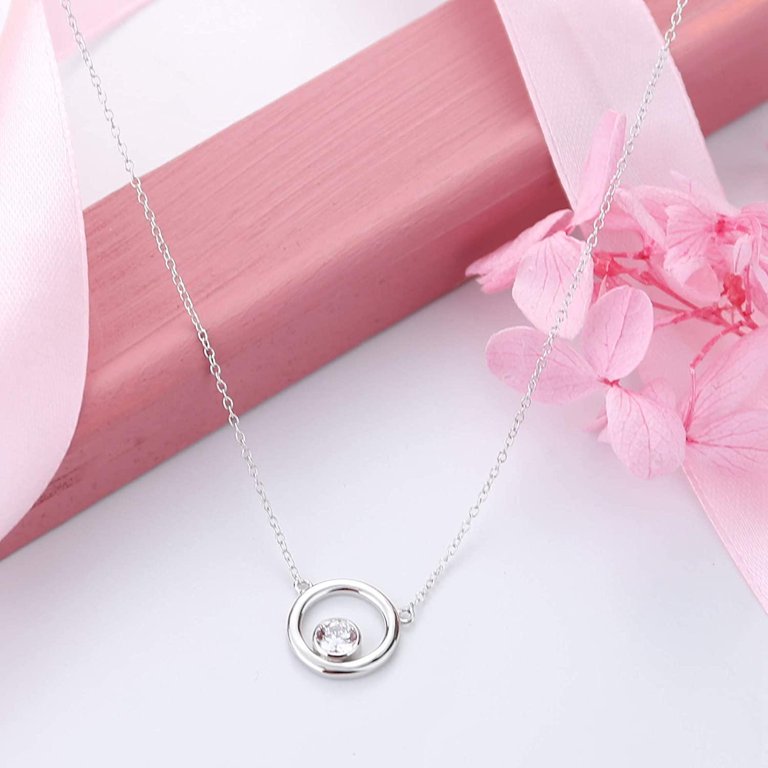  QVY Love Necklace for Women Medallion CZ Halo Eternity Circle  Pendant Mothers Day Gifts Meaningful Jewelry Gift for Her [CN-LV-G] :  Clothing, Shoes & Jewelry