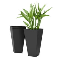 Tall Plastic Planters 28 Inch 3-Pack - Large Outdoor Indoor Flower Pots - Black Garden Pots for Patio, Yard, Entryway